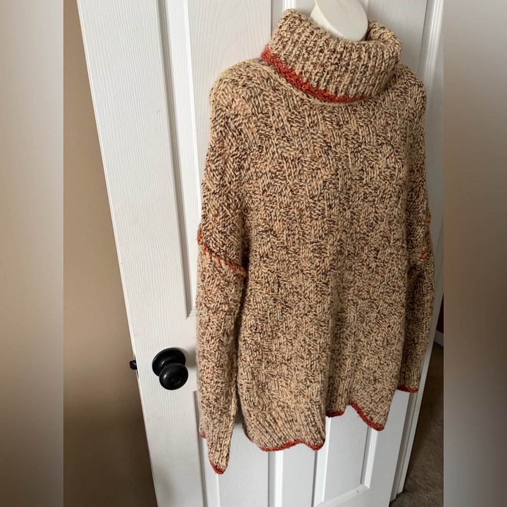 Free People Echo Pullover wool blend Sweater turtleneck in Cream Size Small - Picture 3 of 15